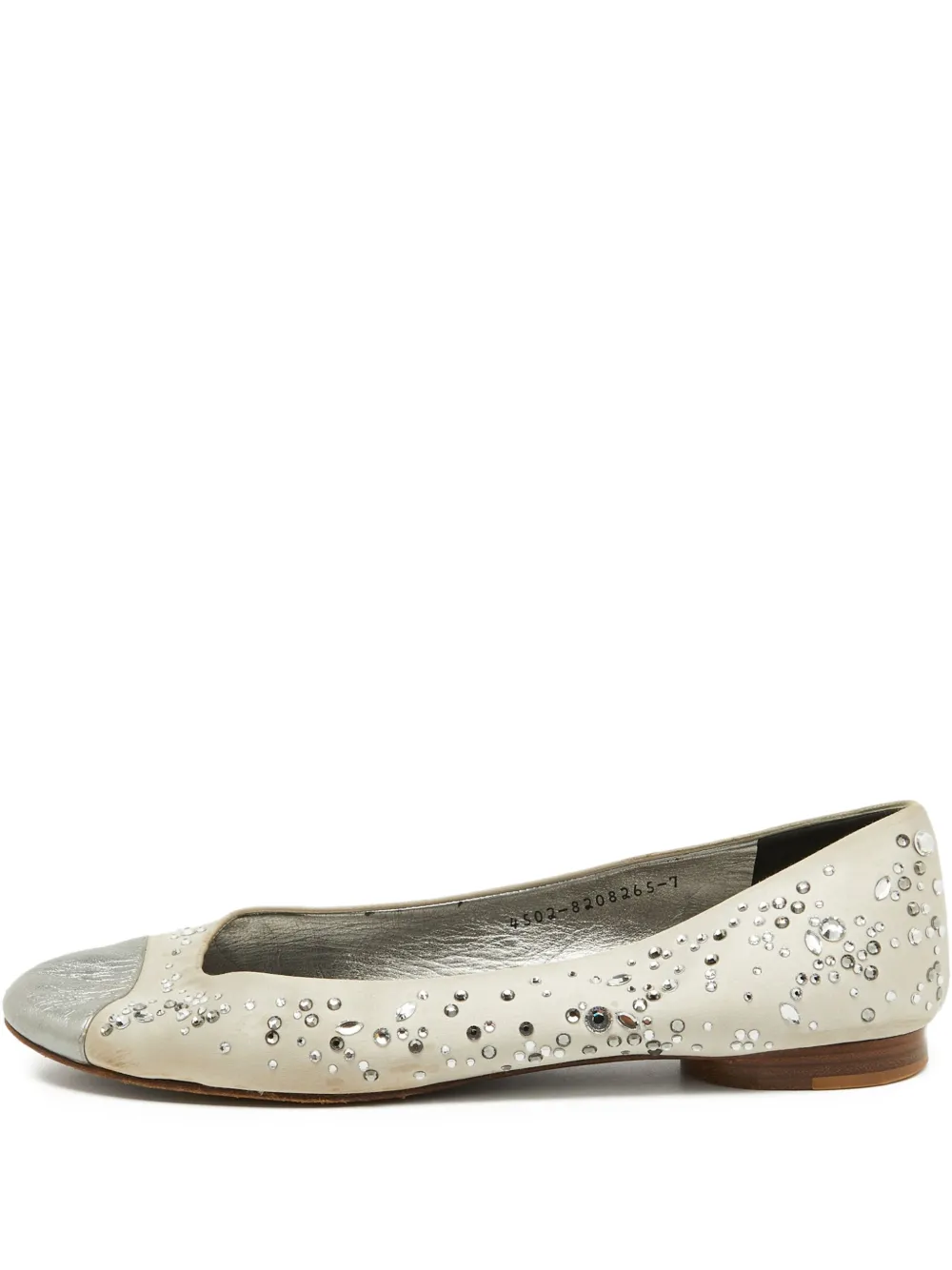 Gina pre-owned crystal-embellished ballet flats | Grey | Image 1