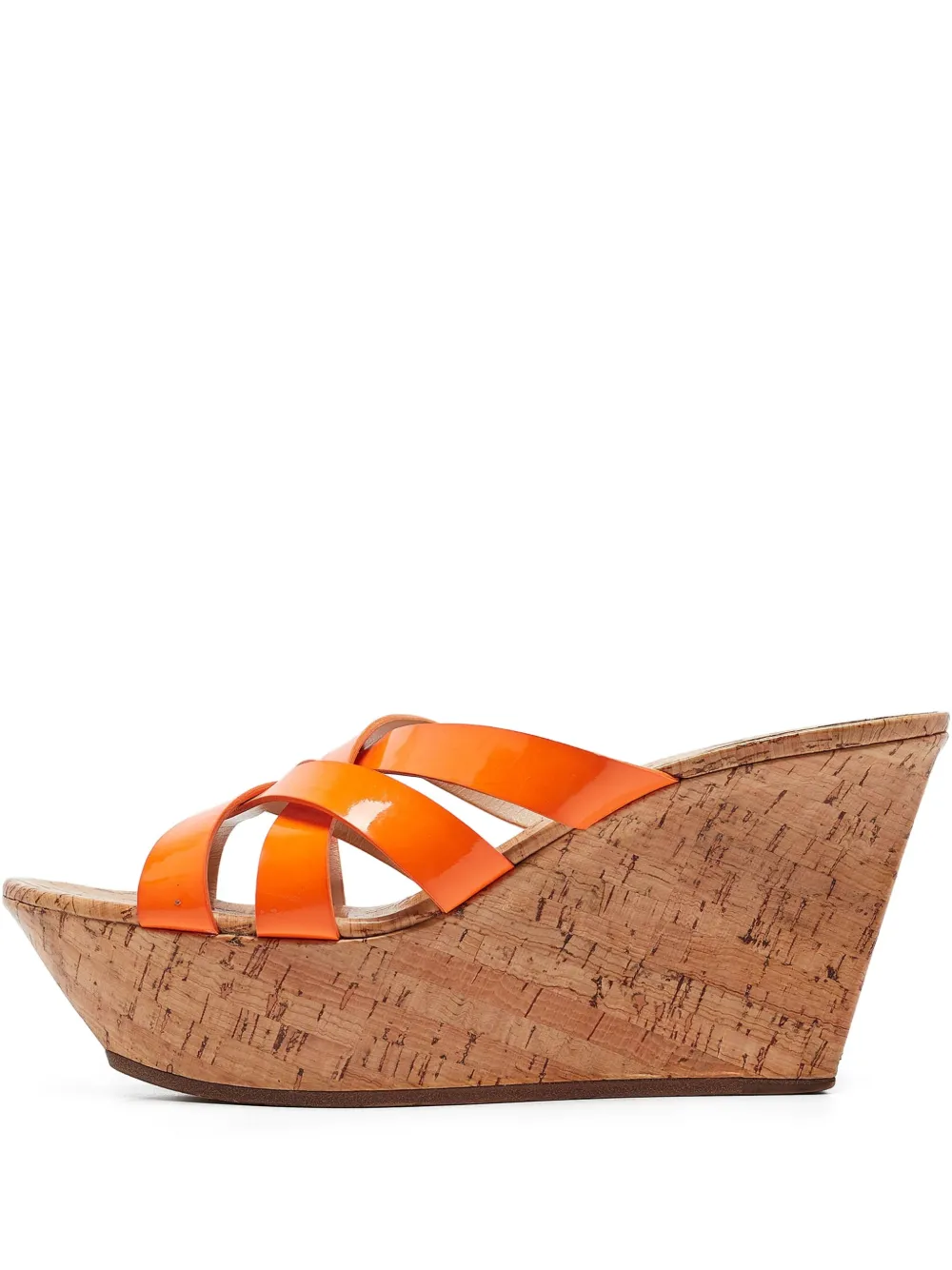 Casadei Vintage 100mm leather wedge sandals | Orange | Image 1