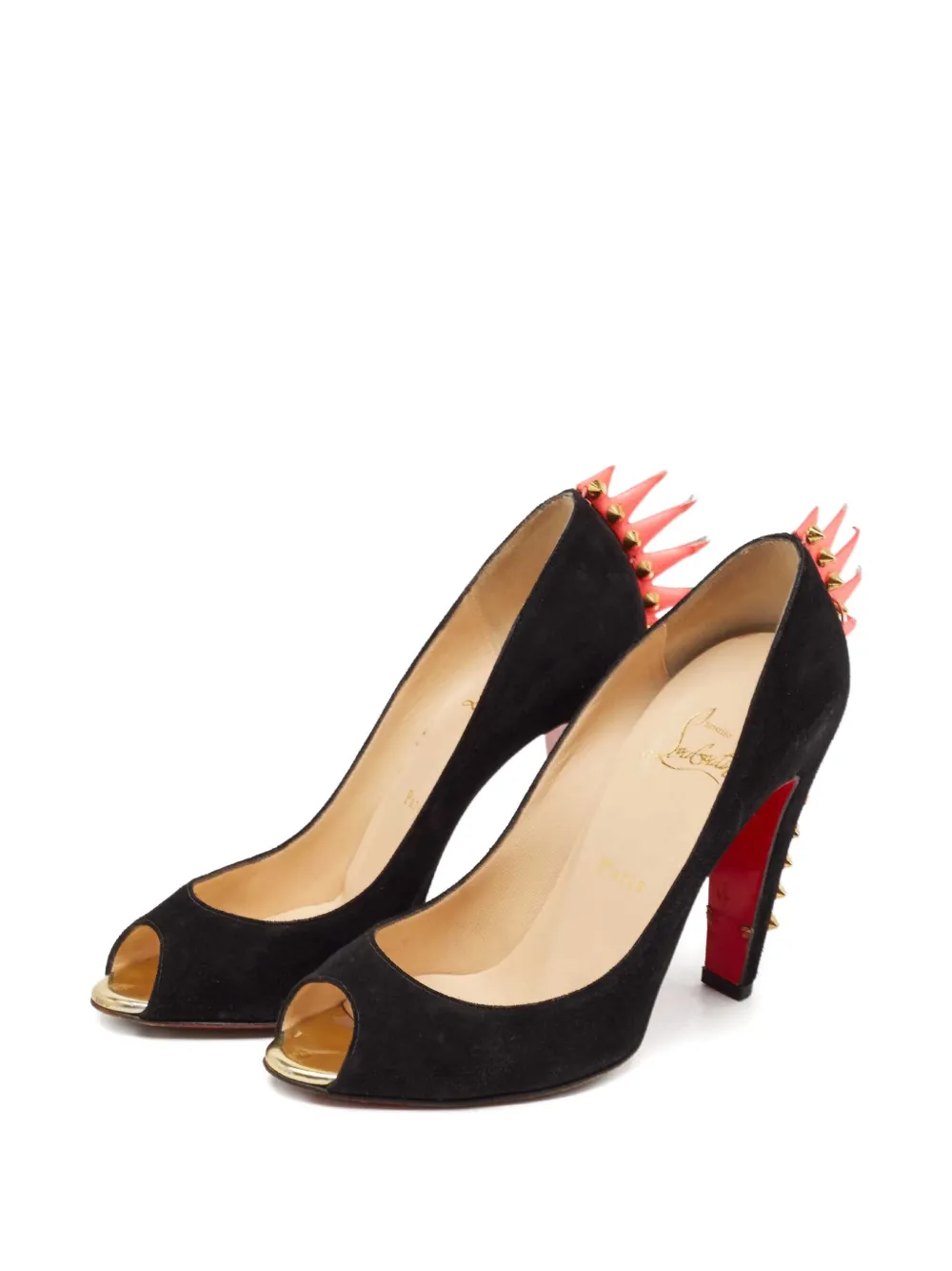 Christian Louboutin Pre-Owned 115 mm pumps met open neus en spikes - Zwart