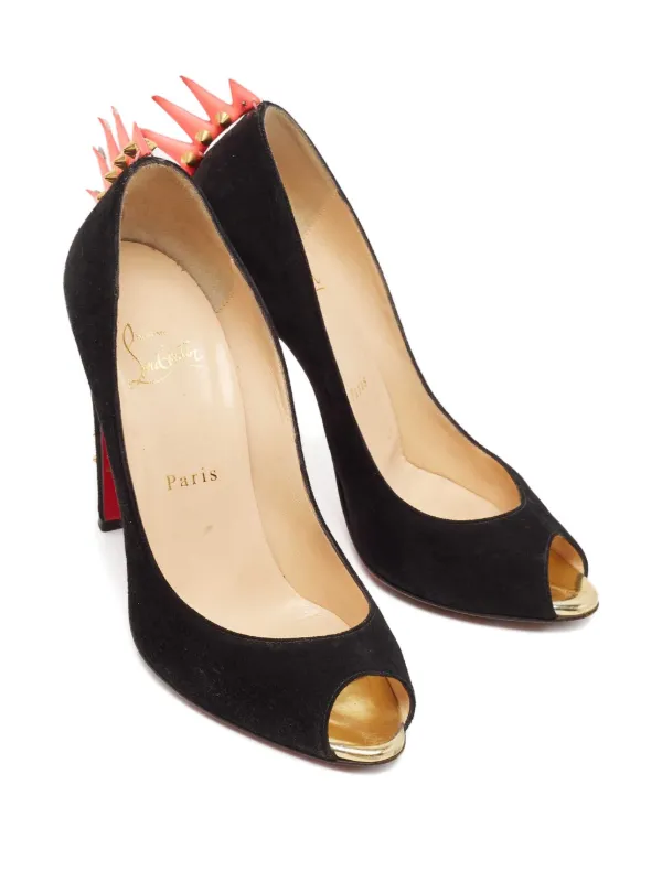 Christian Louboutin スパイク　パンプス ブラック Christian Louboutin Pre-Owned スパイク ピープトゥパンプス 115mm