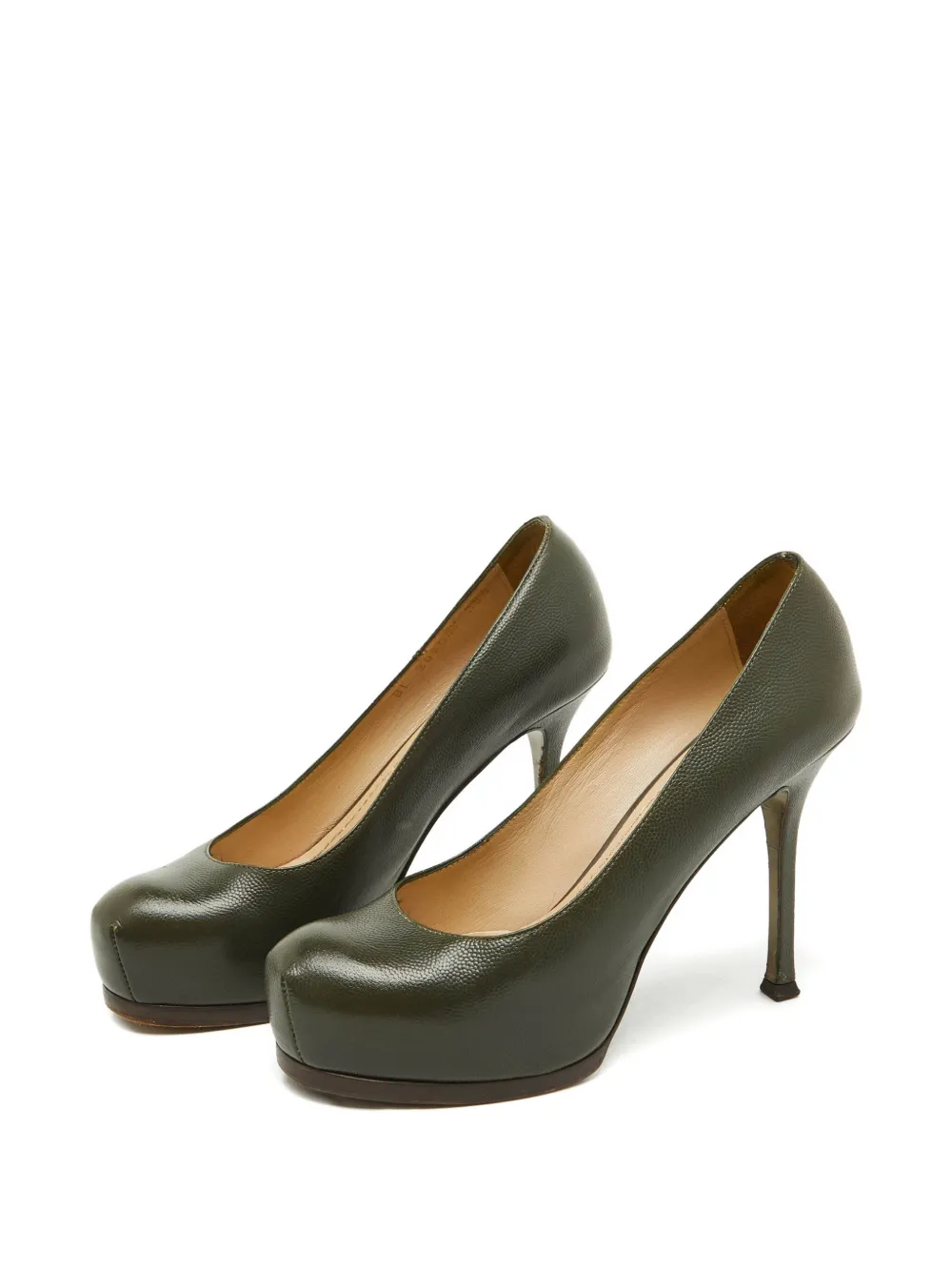 Pre-owned Saint Laurent 105mm Leather Platform Pumps