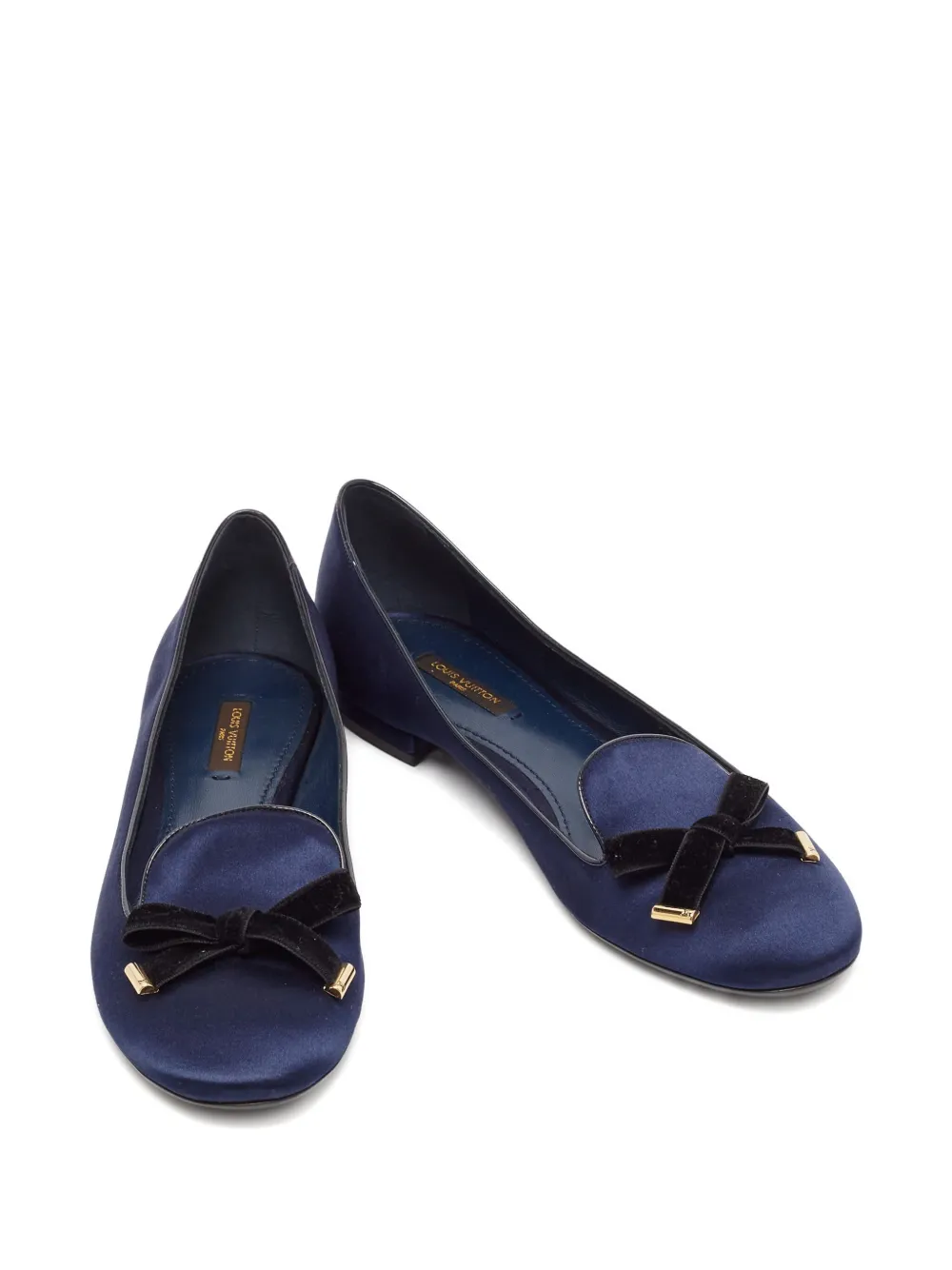 Pre-owned Louis Vuitton Satin Bow-detail Flats