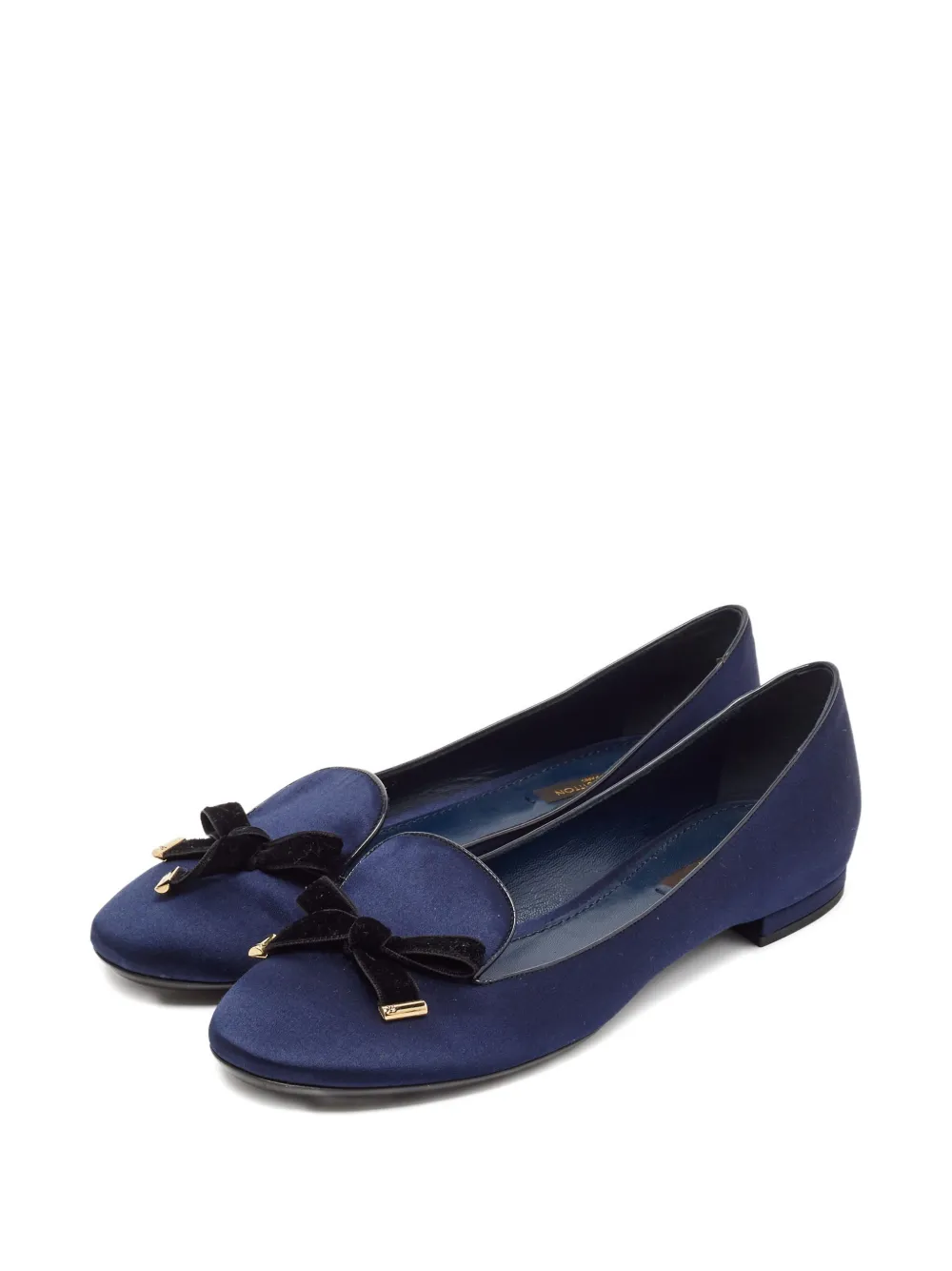Pre-owned Louis Vuitton Satin Bow-detail Flats