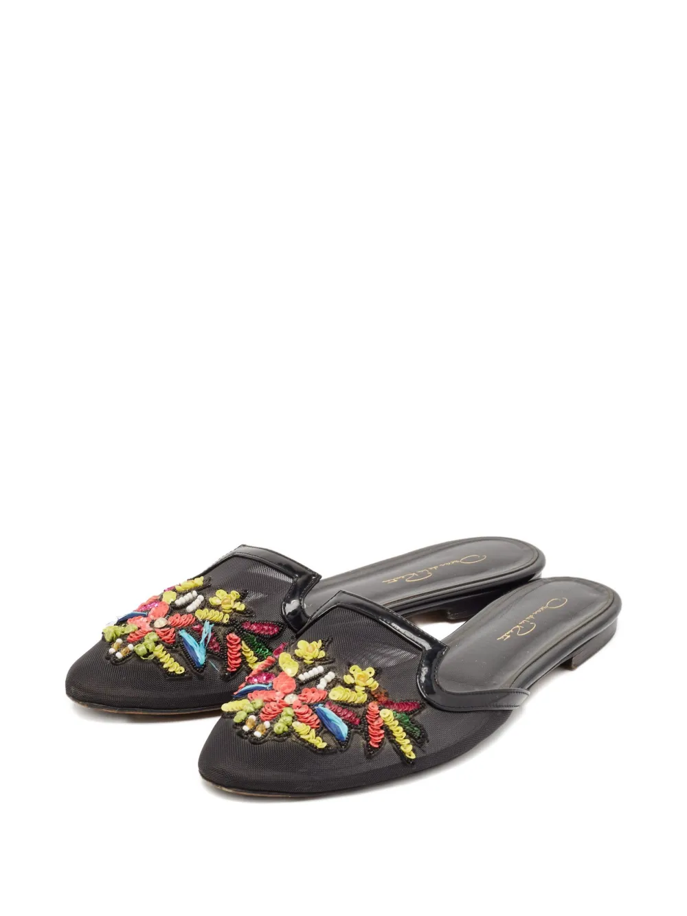 Oscar de la Renta Pre-Owned Muiltjes verfraaid met mesh - Zwart