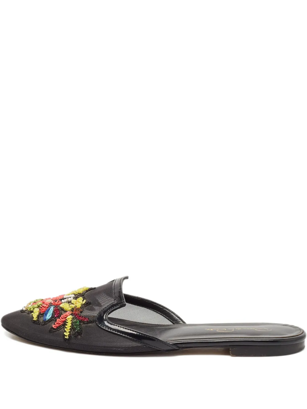 Oscar de la Renta Pre-Owned mesh embellishment mules - Schwarz