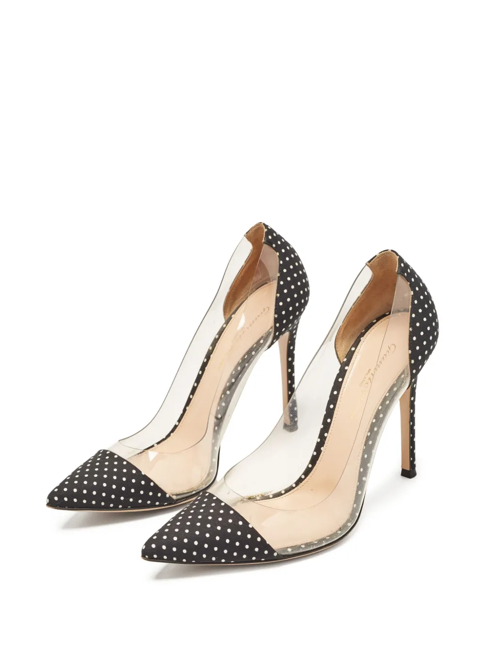 Gianvito Rossi プレオウンド ポルカドット パンプス 105mm - ホワイト Gianvito Rossi プレオウンド ポルカドット パンプス 105mm - ホワイト