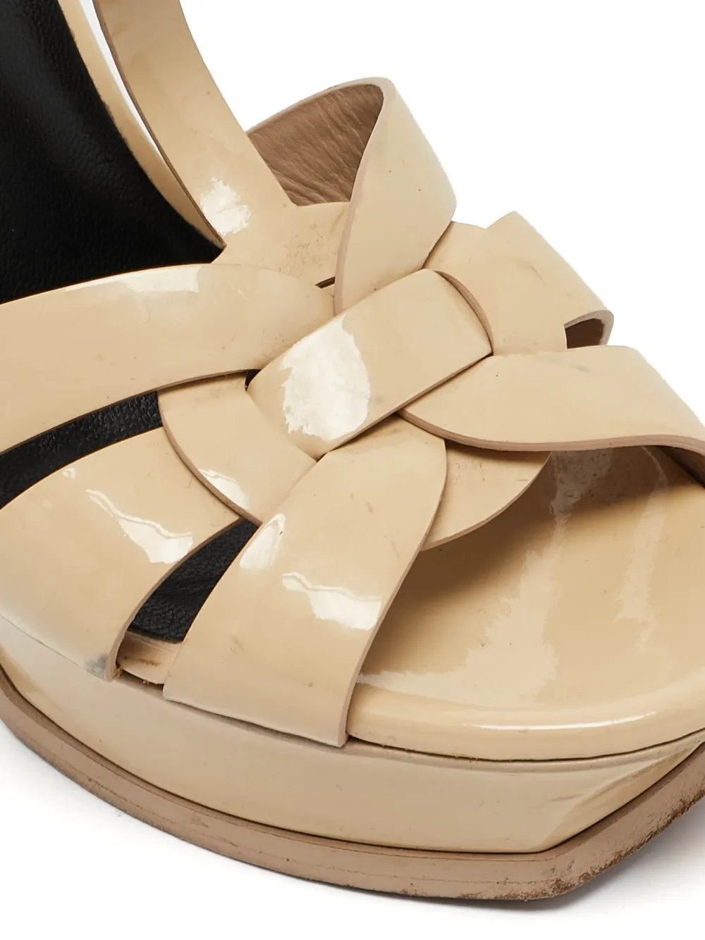 SAINT LAURENT Pre-owned 140mm Patent-finish Sandals In Neutral