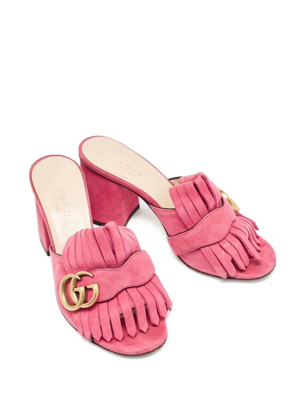 Gucci Pre-Owned 75 mm Double G sandalen met logo - Roze