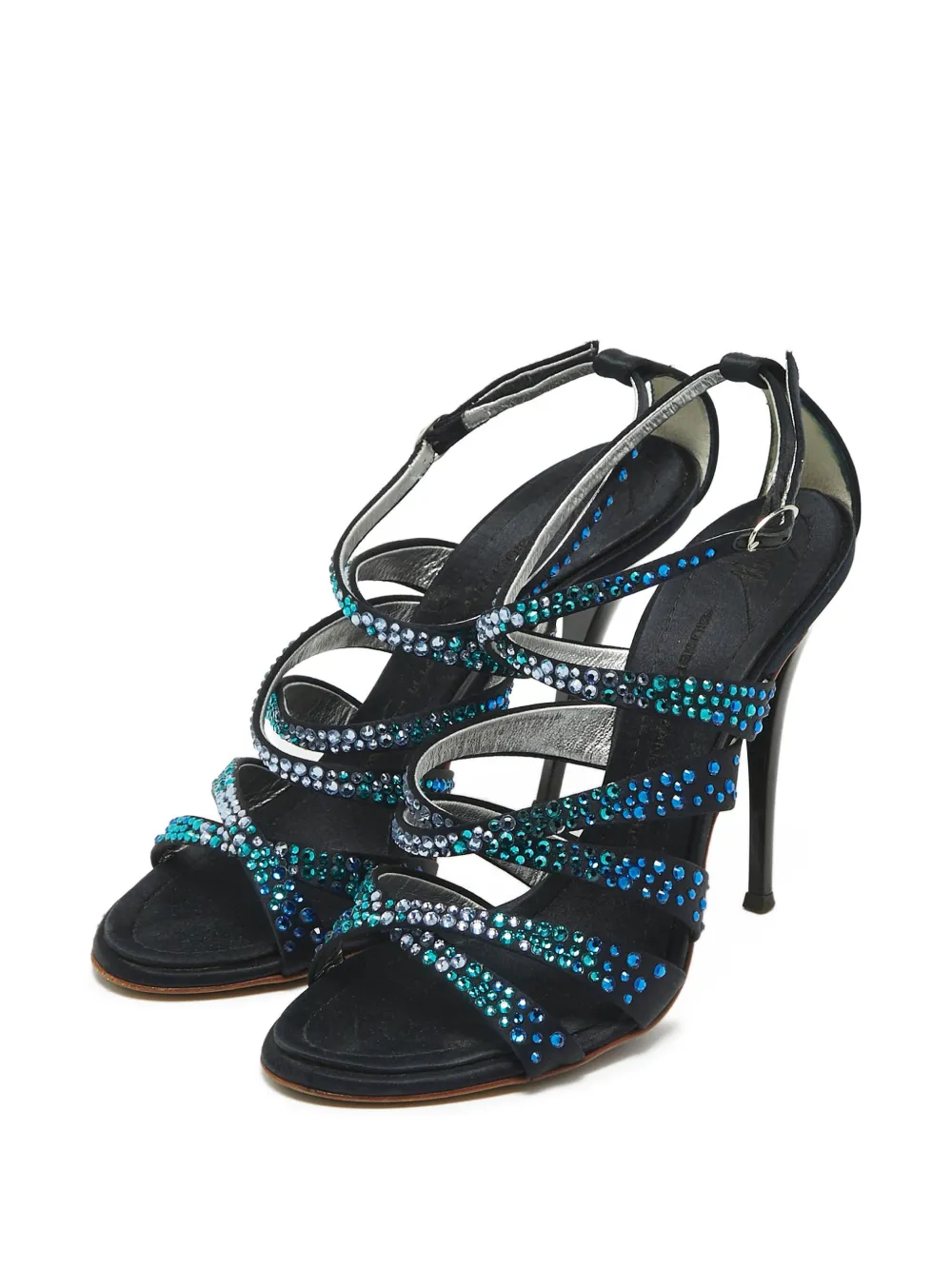Giuseppe Zanotti Vintage Pre-owned 100 mm sandalen verfraaid met kristallen en bandjes - Zwart