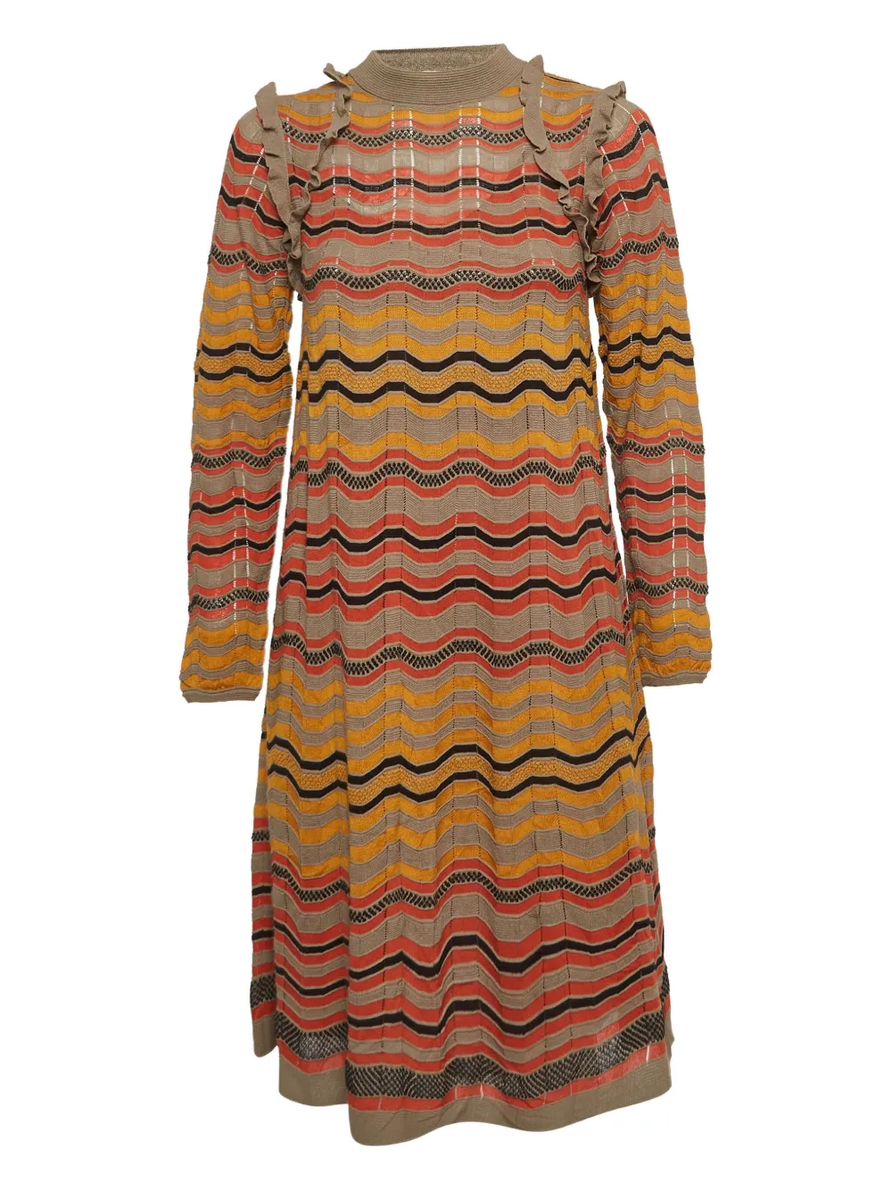 zigzag wave ruffle dress