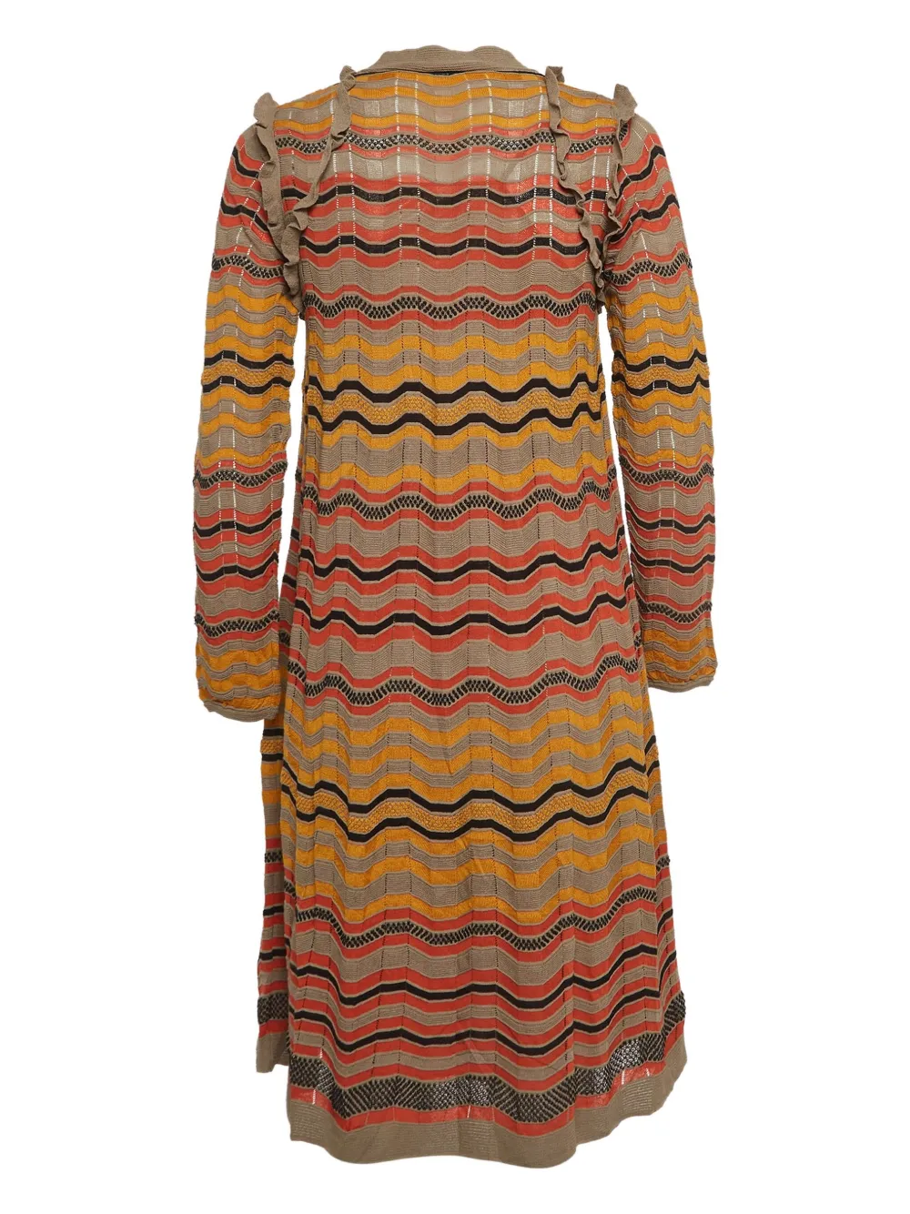 Missoni Pre-Owned Jurk met zigzag-patroon en ruches - Beige