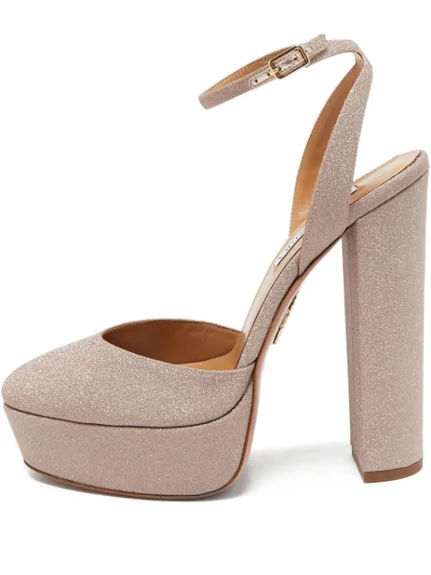 Aquazzura pre-owned 150mm glitter-embellished platform pumps