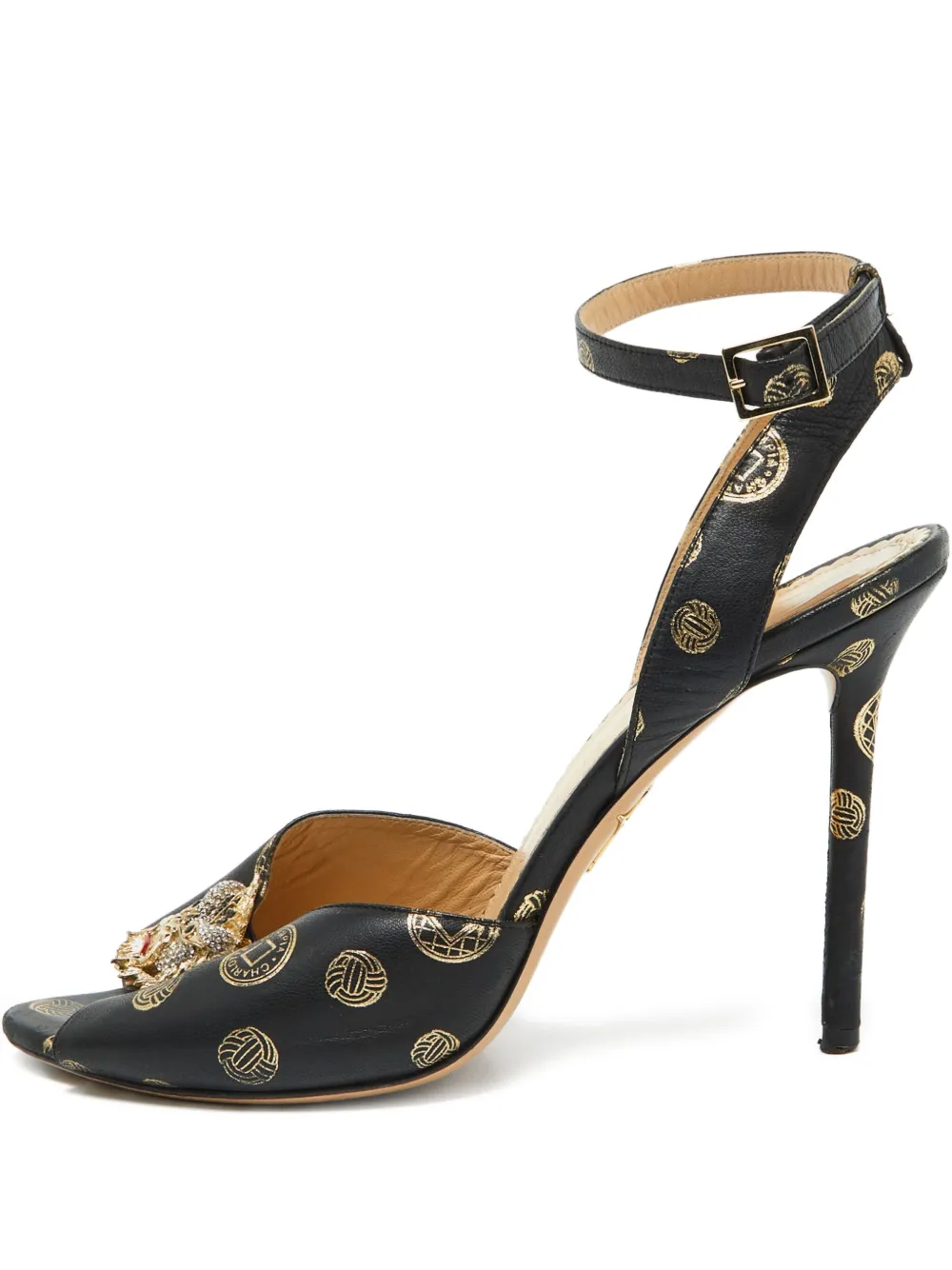 Charlotte Olympia pre-owned 110mm embellished open-toe stiletto sandals | Black | Image 1