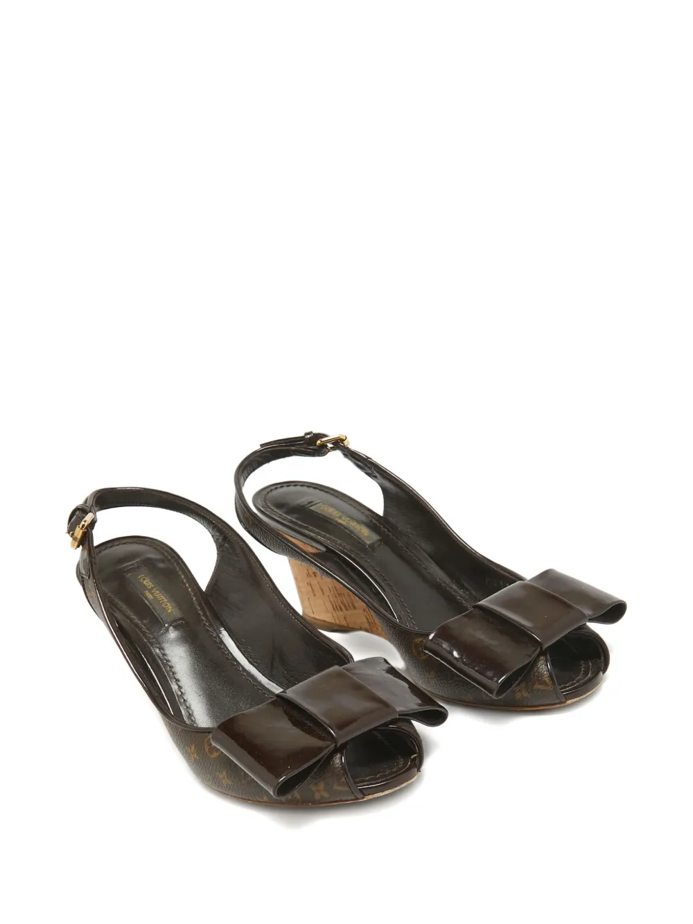 Louis Vuitton Pre-Owned 75 mm lakleren pumps met strik - Bruin