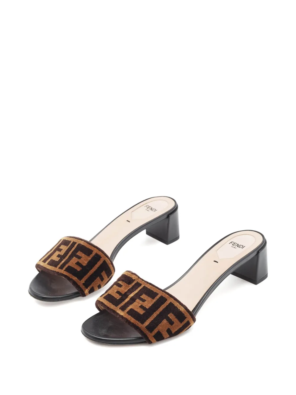 Pre-owned Fendi Ff-logo Sandals In Brown