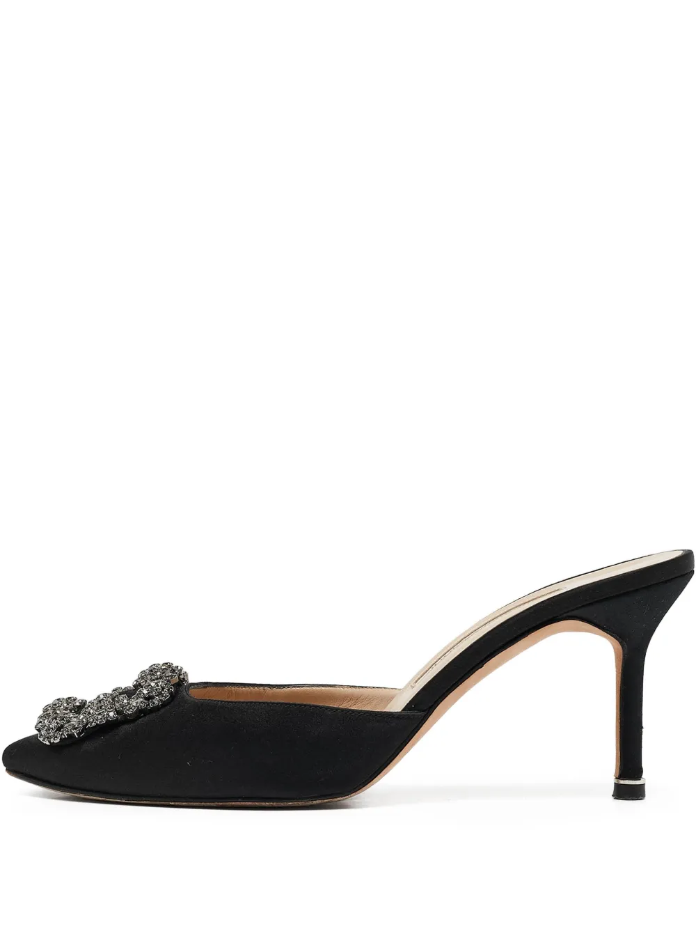 Manolo Blahnik pre-owned 80mm crystal-embellished mules | Black | Image 1