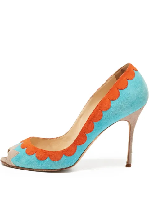 Manolo Blahnik 105mm scalloped peep-toe pumps