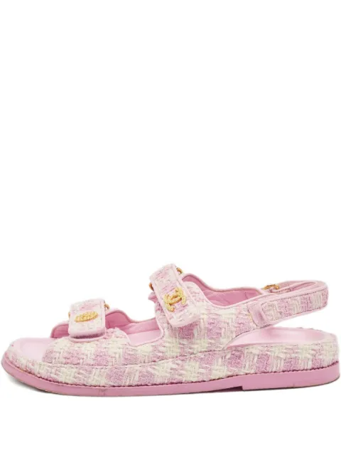 CHANEL Pre-Owned tweed flat sandals 