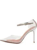 Amina Muaddi pre-owned 100mm crystal-embellished ankle-strap pumps - Silver