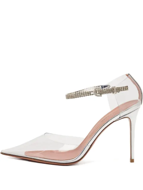 Amina Muaddi pre-owned 100mm crystal-embellished ankle-strap pumps