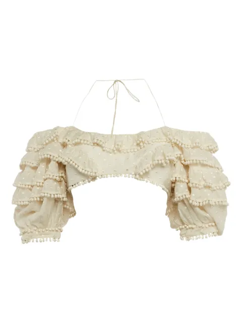 ZIMMERMANN pre-owned ruffled off-shoulder crop top
