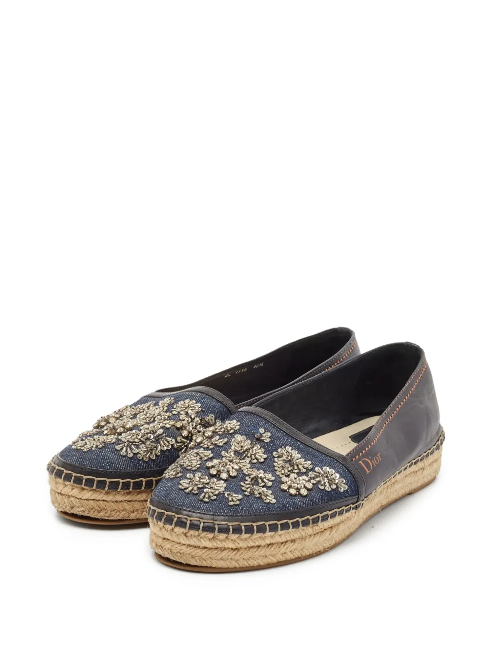 Christian Dior Pre-Owned Espadrilles met geborduurde bloemen - Zwart