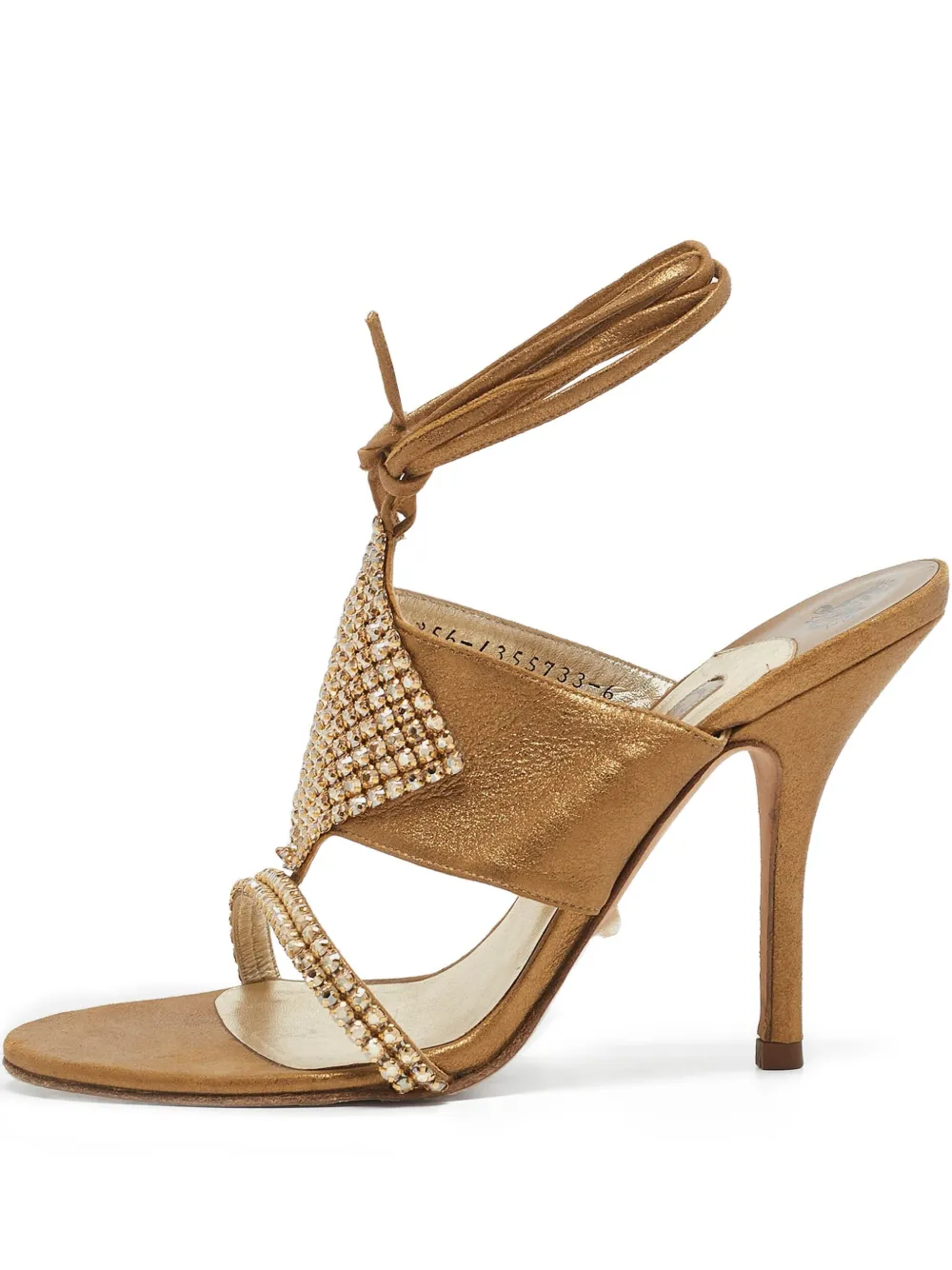 Gina pre-owned 90mm crystal-embellished sandals | Gold | Image 1