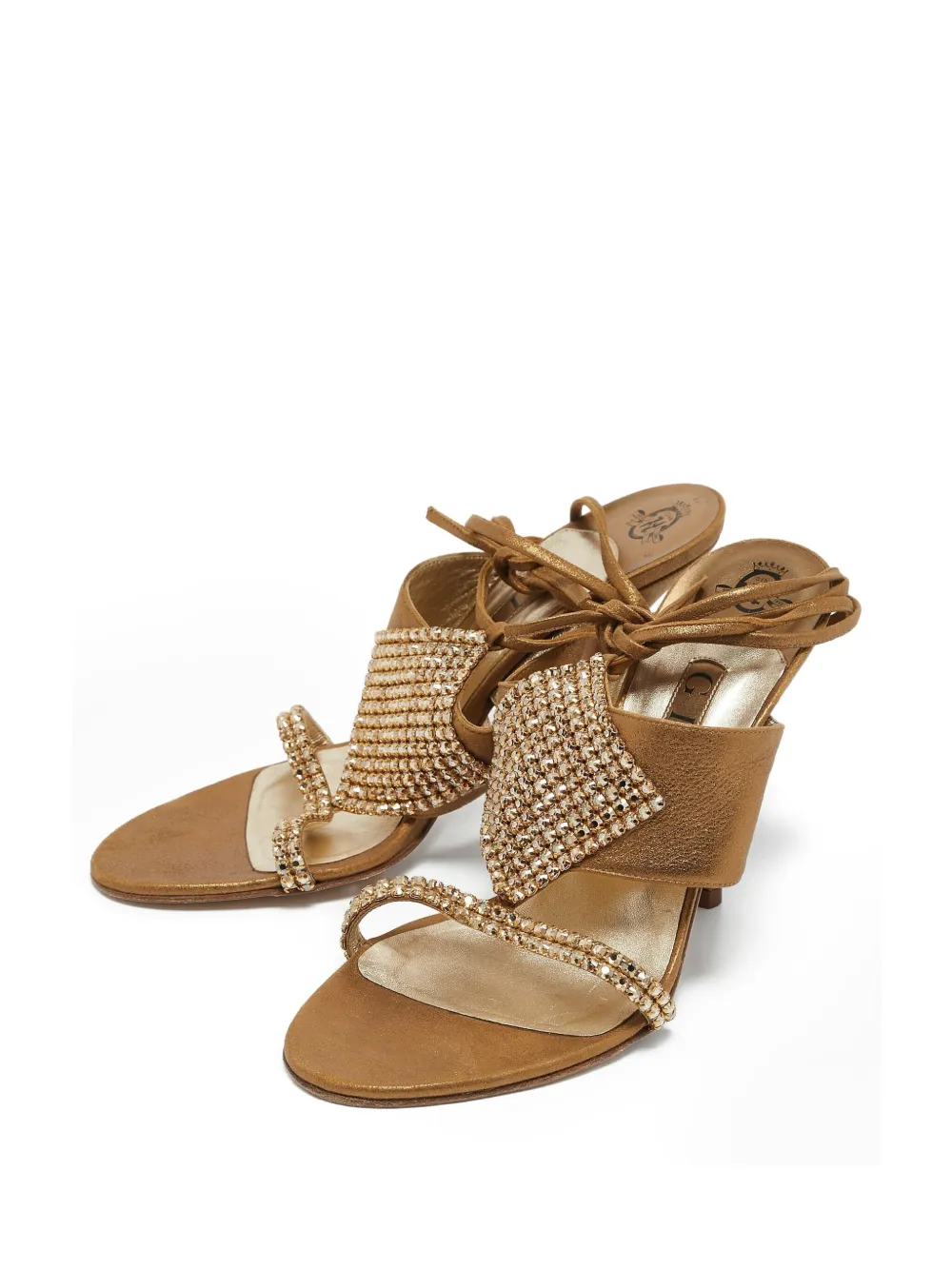 Gina pre-owned 90mm crystal-embellished sandals | Image 2