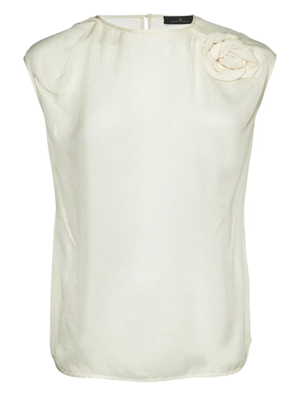 Carolina Herrera Vintage pre-owned floral-appliqué cap-sleeve top | White | Image 1