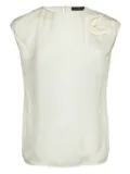 Carolina Herrera Vintage pre-owned floral-appliqué cap-sleeve top - White