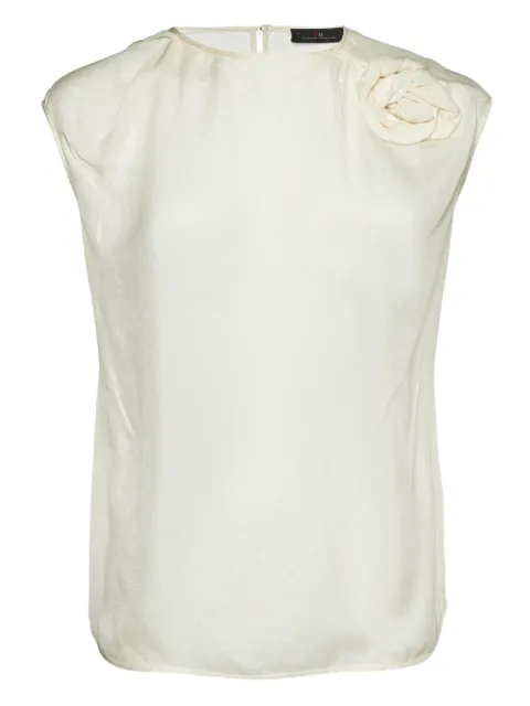 Carolina Herrera Vintage pre-owned floral-appliqué cap-sleeve top