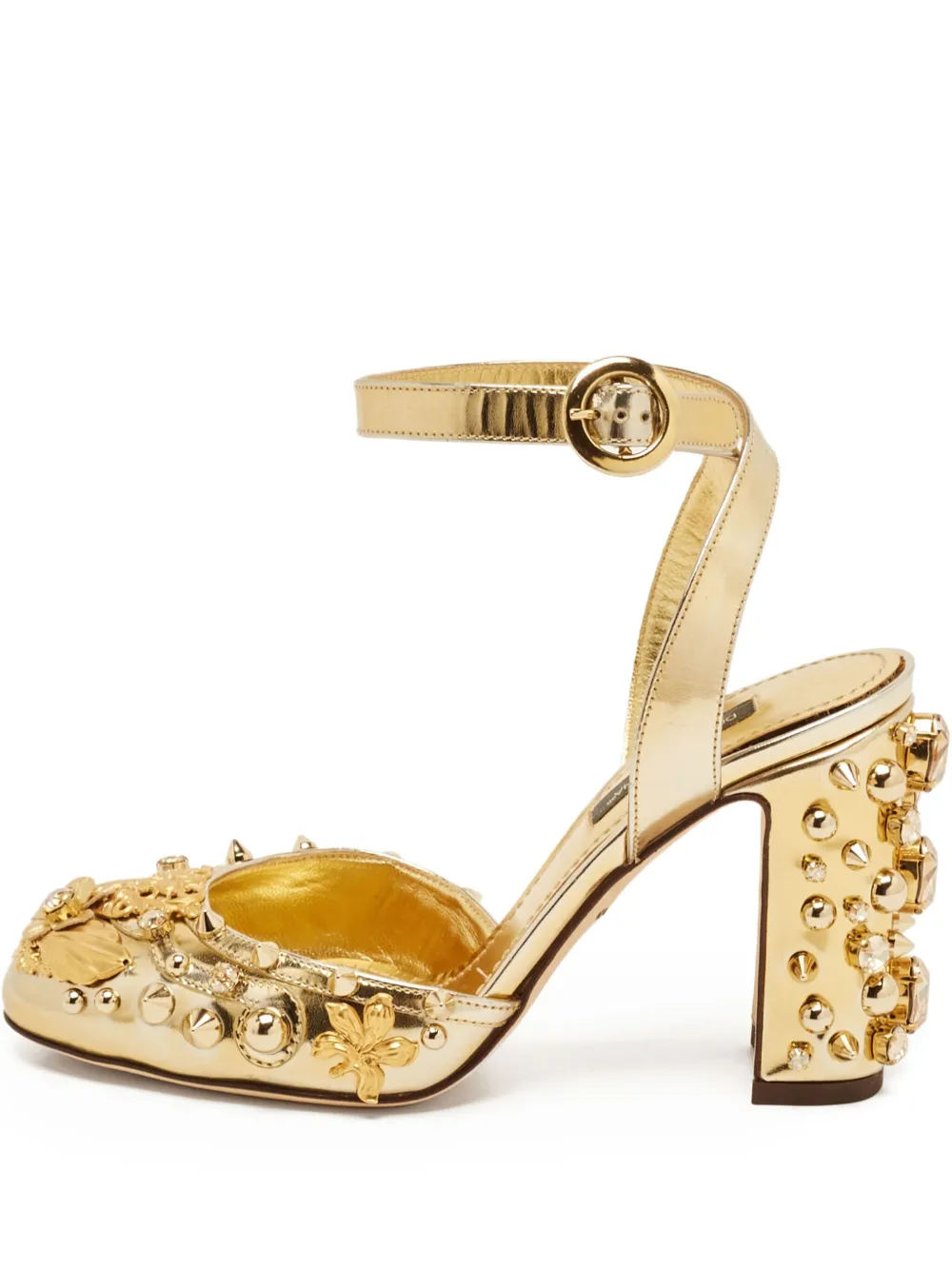 Dolce & Gabbana Pre-Owned 90mm embellished block-heel pumps | Gold | Image 1