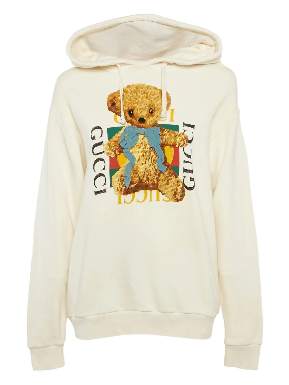 Gucci Pre-Owned teddy bear-embroidered hoodie | Neutrals | Image 1