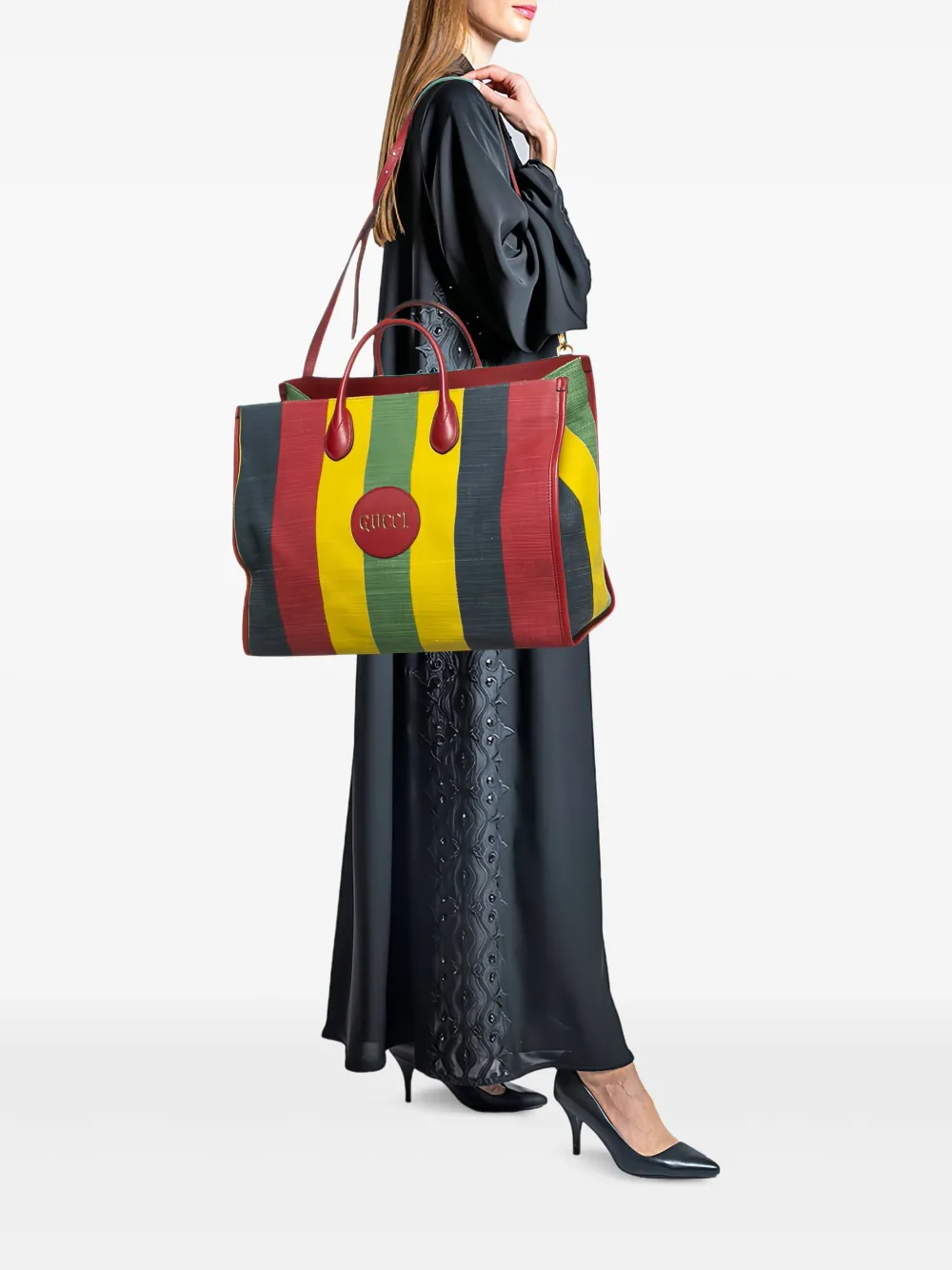 Gucci Pre-Owned striped canvas tote bag | Image 2