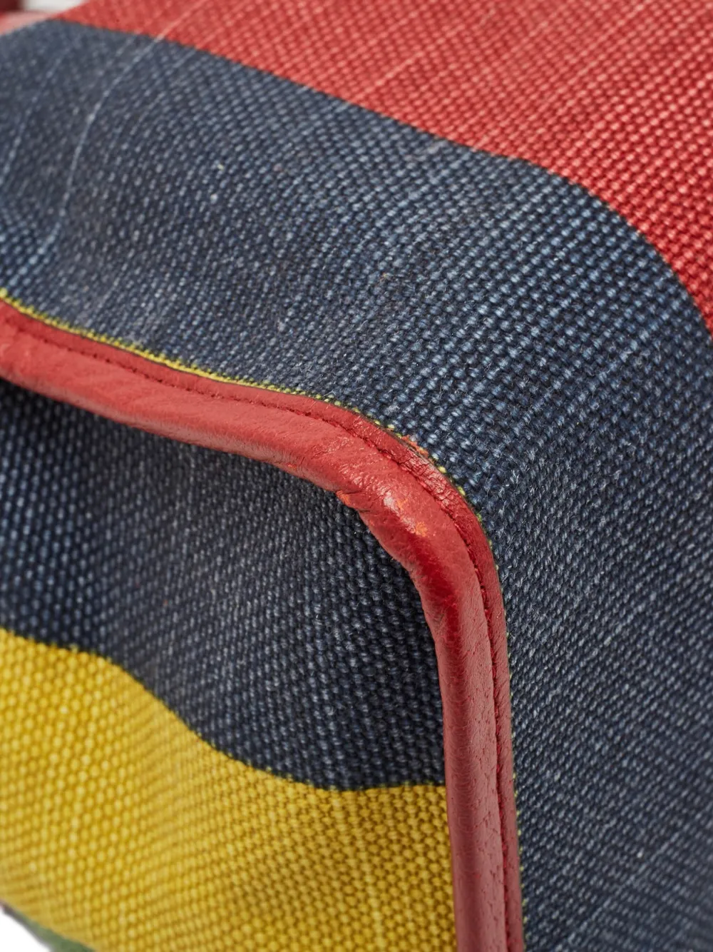 Pre-owned Gucci Striped Canvas Tote Bag
