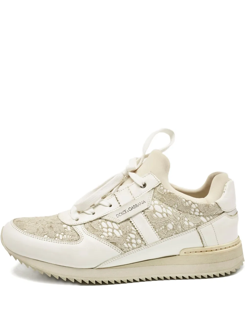 Dolce & Gabbana Pre-Owned lace-panelling leather sneakers | White | Image 1
