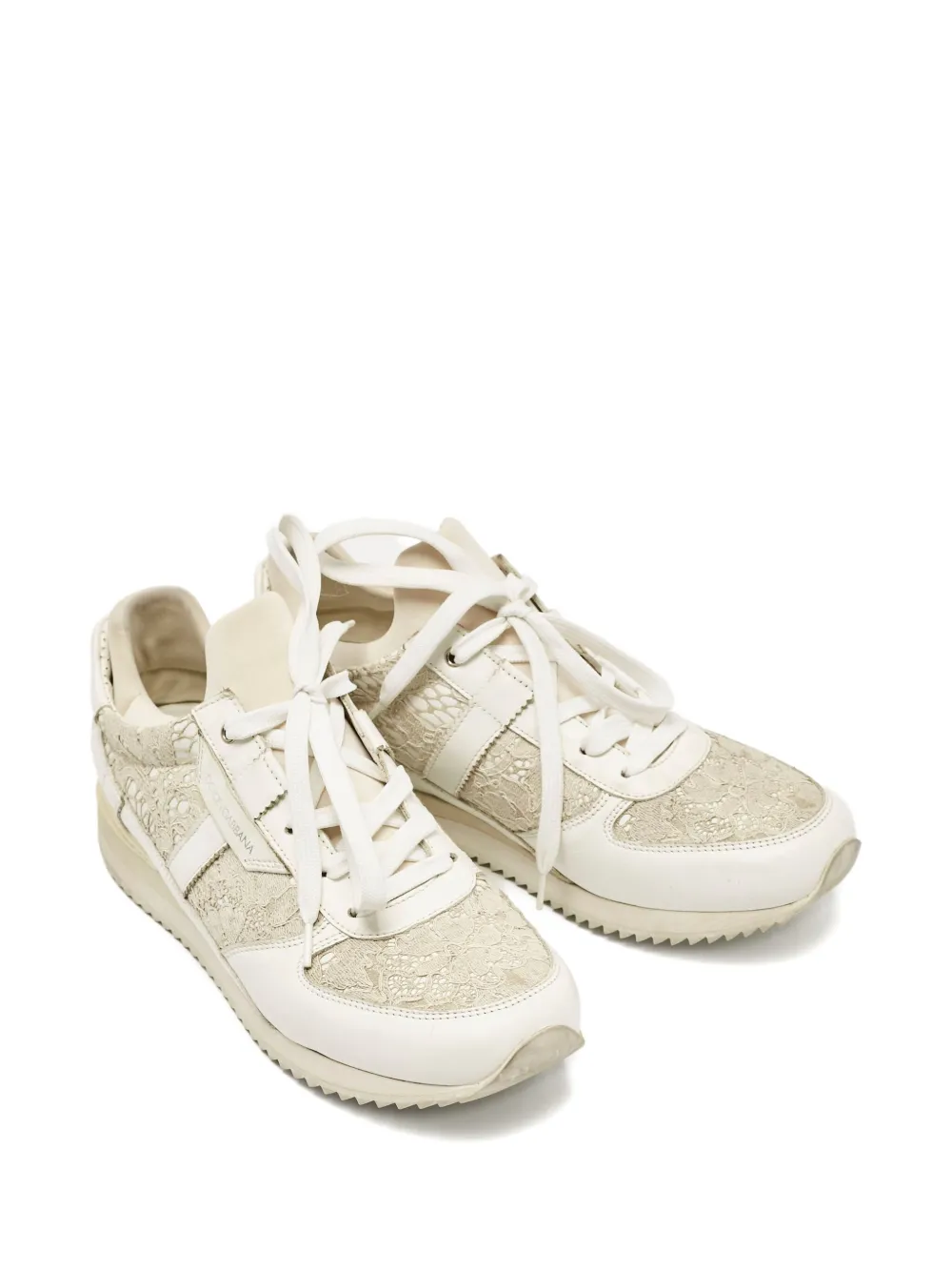 Dolce & Gabbana Pre-Owned lace-panelling leather sneakers | Image 2
