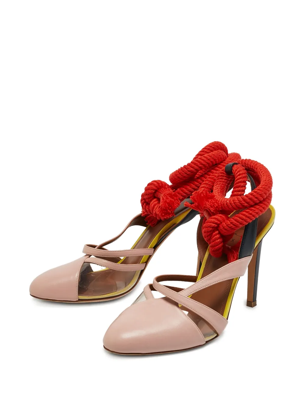 Malone Souliers x Roksanda 2024 100 mm leren pumps met touw - Beige