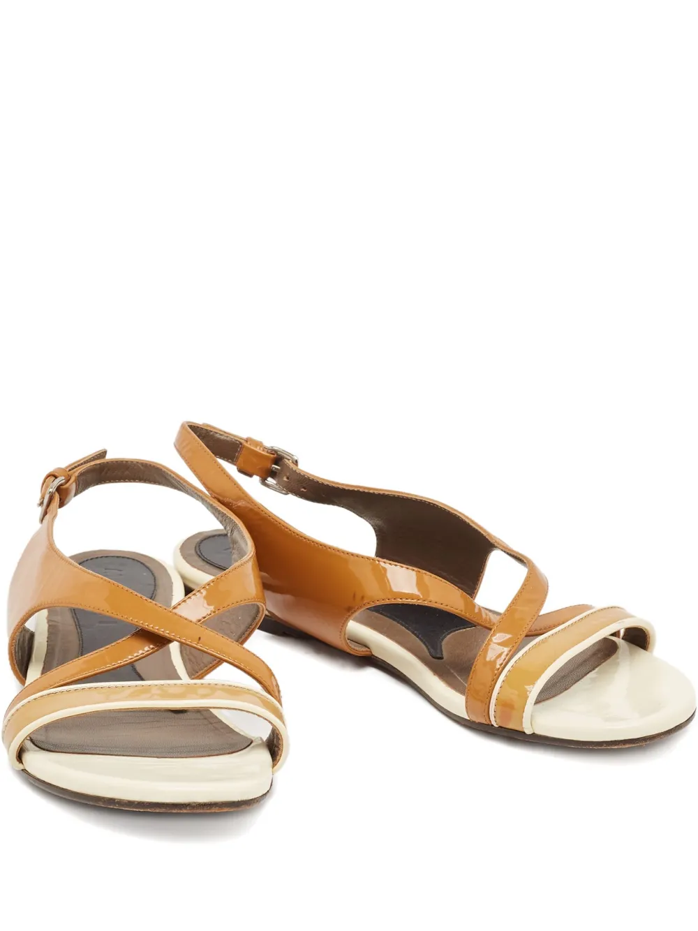Marni Pre-Owned 2023 patent leather cross-straps flat sandals | Brown | Image 1