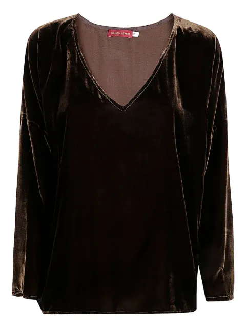 Bianco Levrin velvet V-neck top