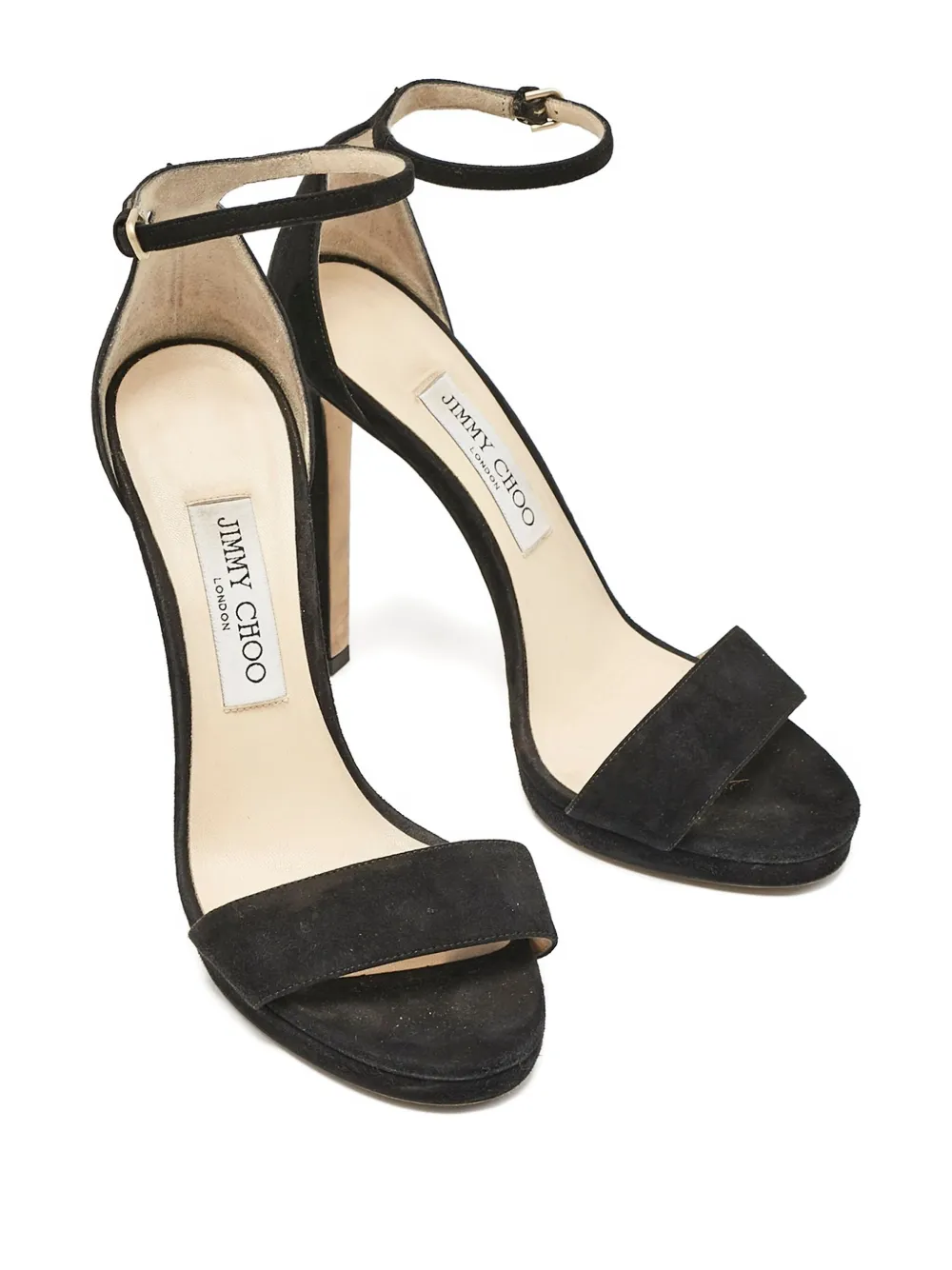 Jimmy Choo Pre-Owned Suède sandalen met enkelbandjes - Zwart