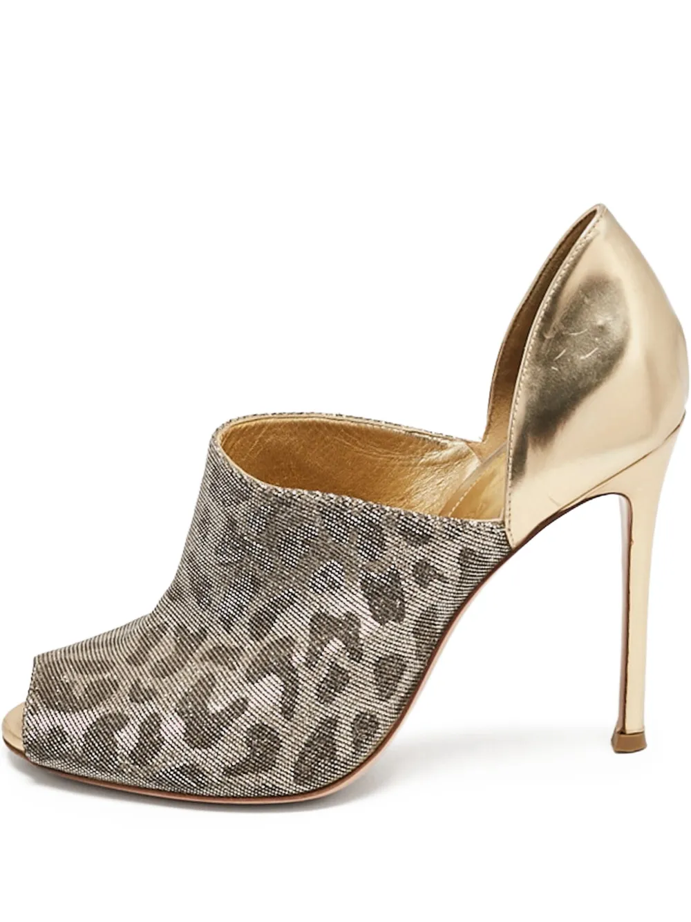 Gianvito Rossi pre-owned 120mm leopard-print peep-toe pumps | Gold | Image 1