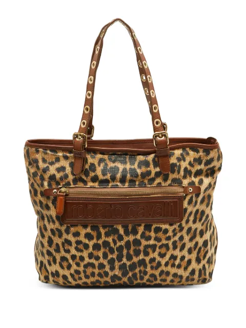 Roberto Cavalli Vintage tote con estampado de leopardo