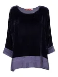 Bianco Levrin velvet pleated-hem top - Purple