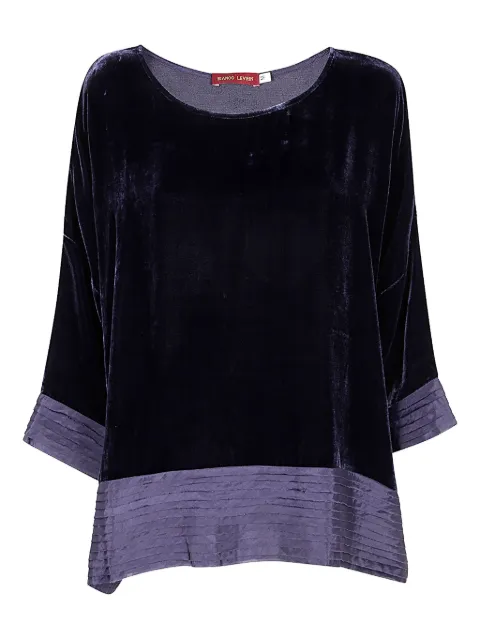 Bianco Levrin velvet pleated-hem top