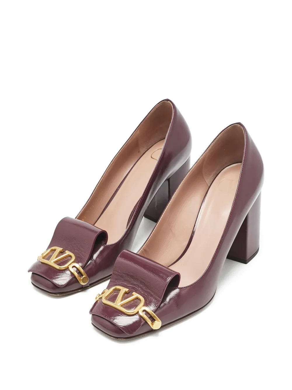 Valentino Garavani Pre-Owned Loafers met blokhak en gesp - Paars
