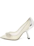 Nicholas Kirkwood pre-owned 100mm leaf-detail pumps - Neutrals