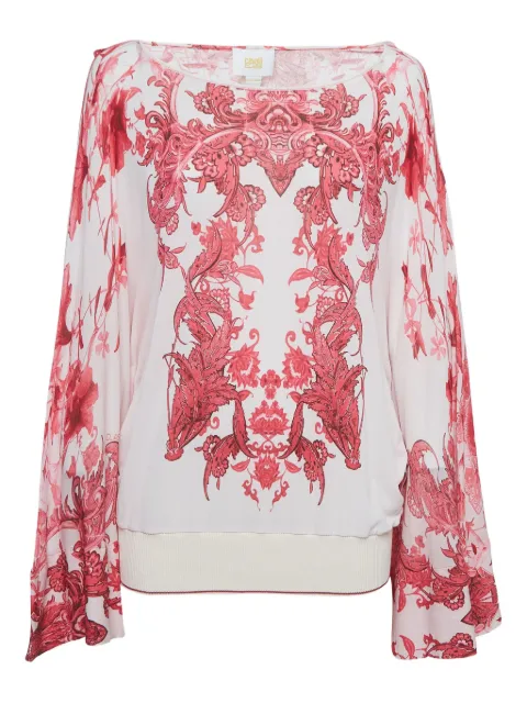 Roberto Cavalli Vintage floral-print bell-sleeves blouse