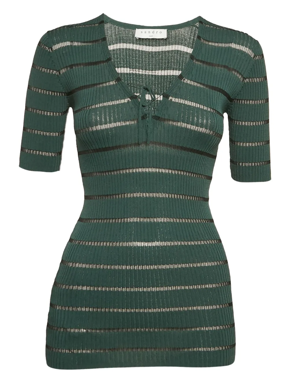 SANDRO pre-owned striped short-sleeve top | Green | Image 1