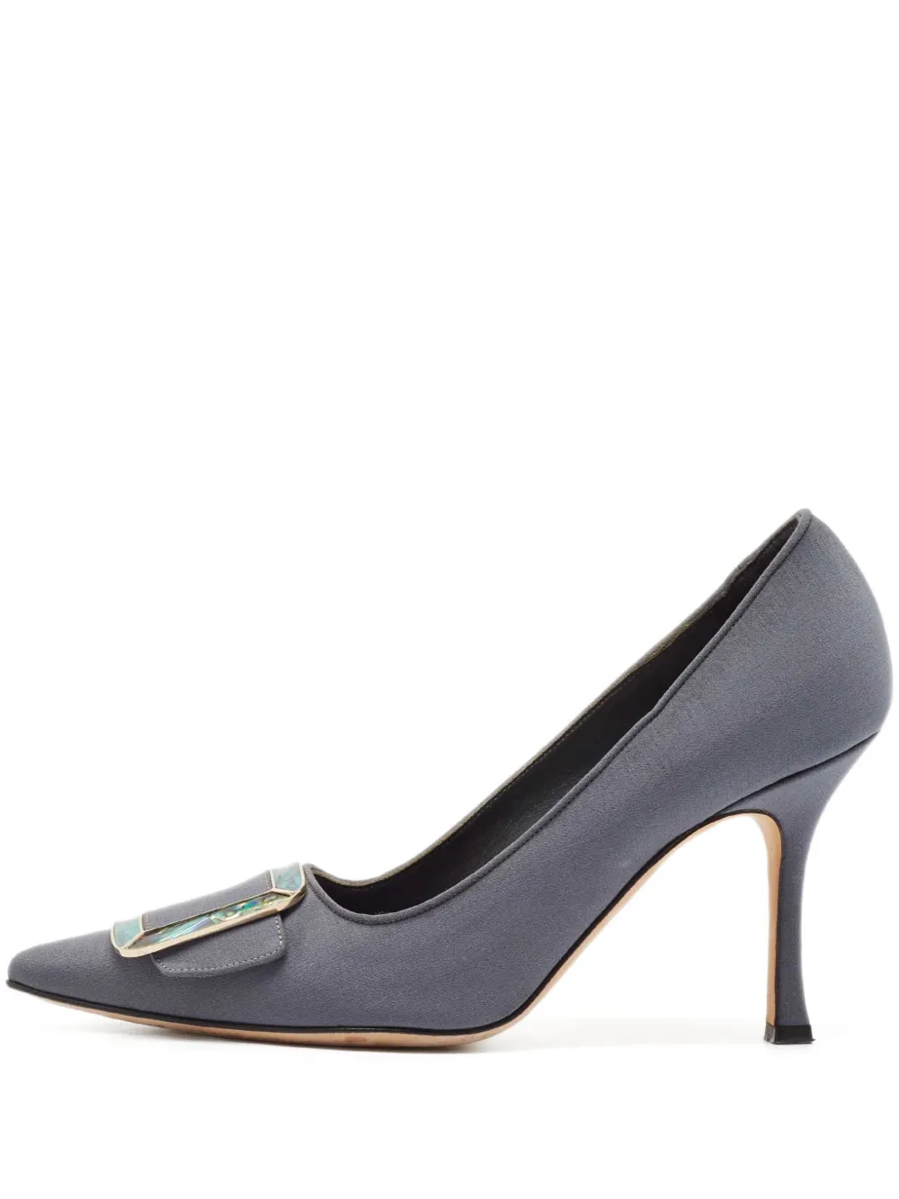 Manolo Blahnik pre-owned 80mm Maysale satin pointed-toe pumps | Grey | Image 1
